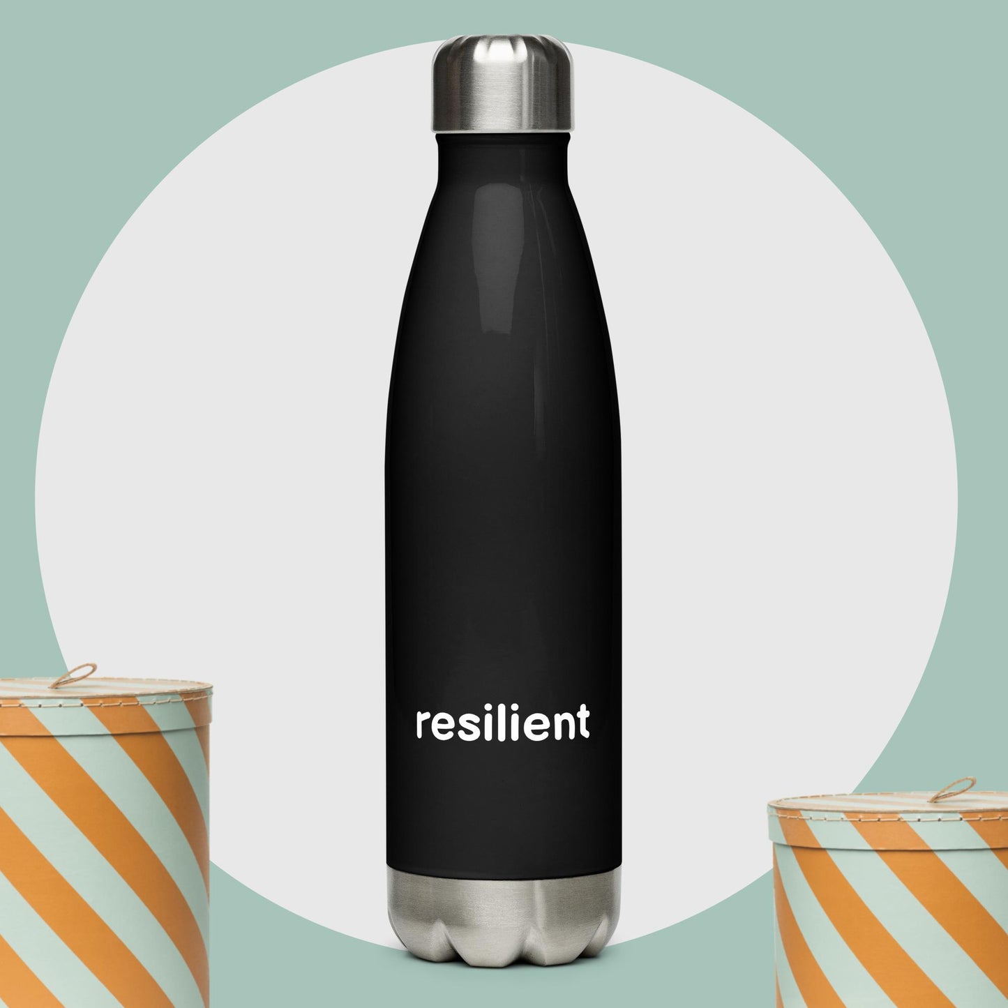 Black resilient Stainless steel water bottle