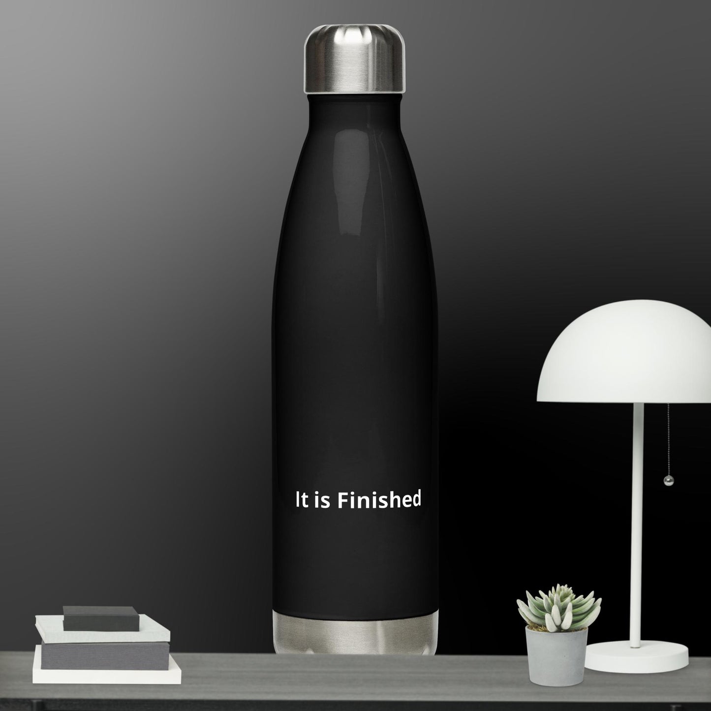 Black It is Finished Stainless steel water bottle