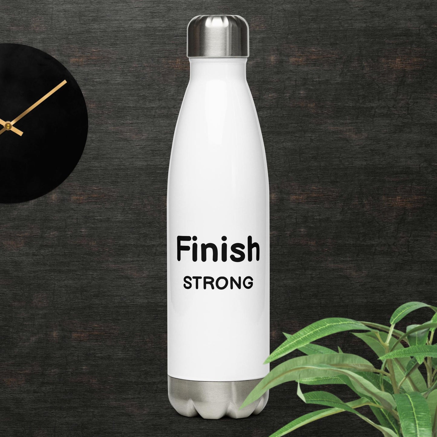 White Stainless steel water bottle - Finish Strong