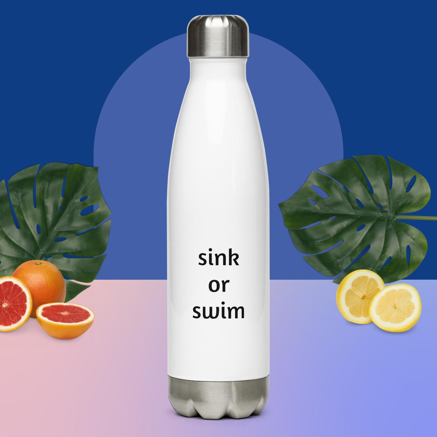 sink or swim - White Stainless steel water bottle