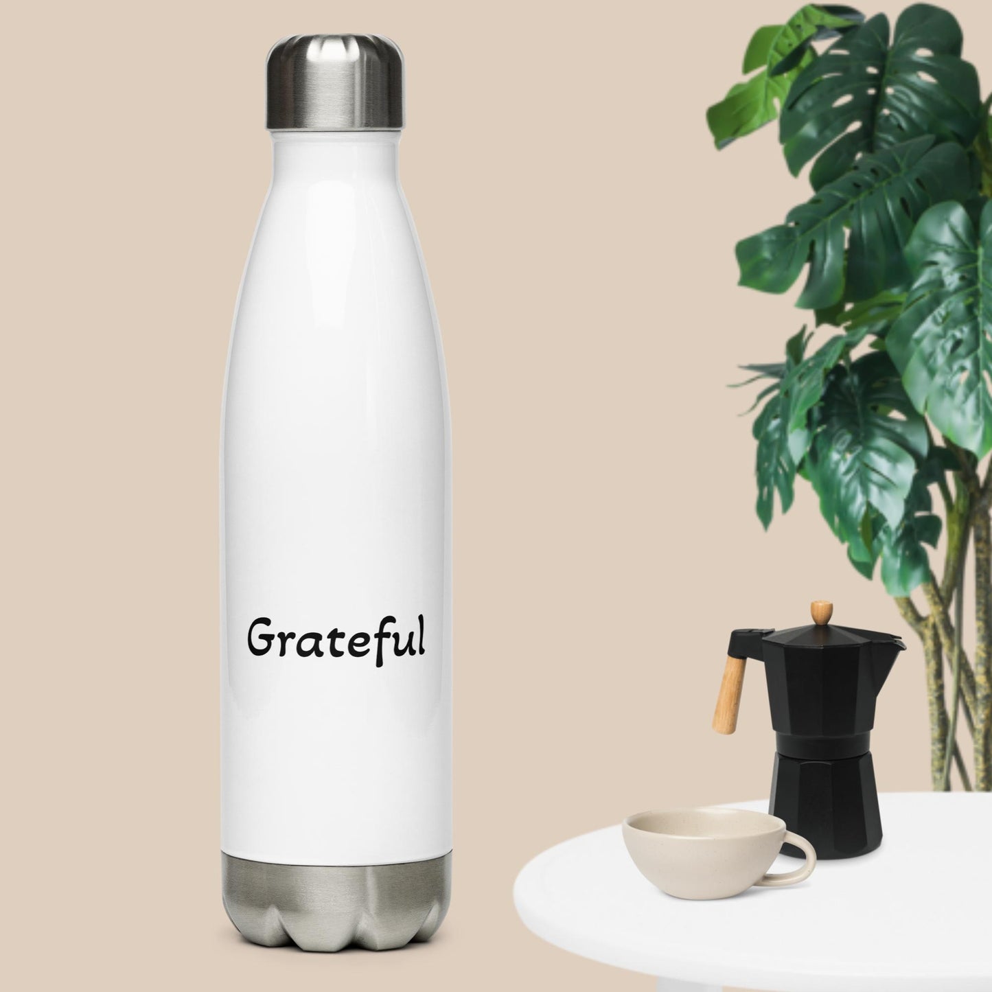 Grateful - White Stainless steel water bottle