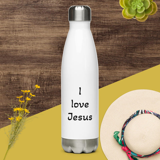 I love Jesus - White Stainless steel water bottle