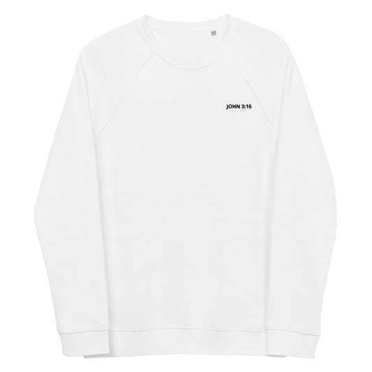 JOHN 3:16 WHITE organic raglan sweatshirt